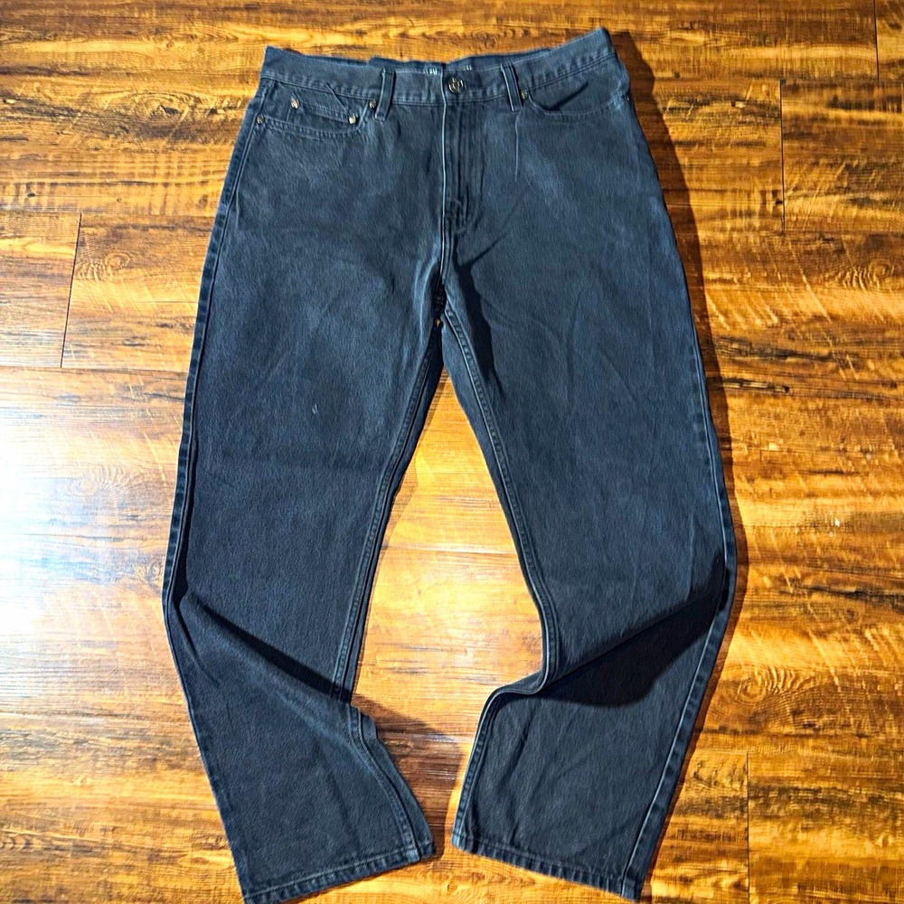 Harley-Davidson Men's Black Dark Wash Denim Straight Fit Jeans 36x32